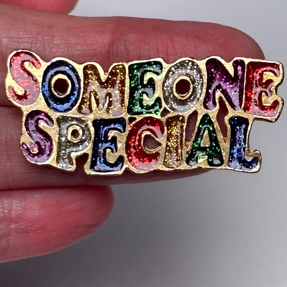 Glitter Someone Special Enamel Brooch Retro Kitsch rainbow Y2k Kidcore 90s